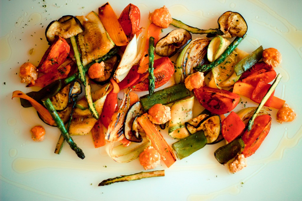 Grilled vegetables with truffle oil