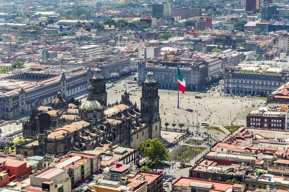 panoramic image of downtown Puebla city