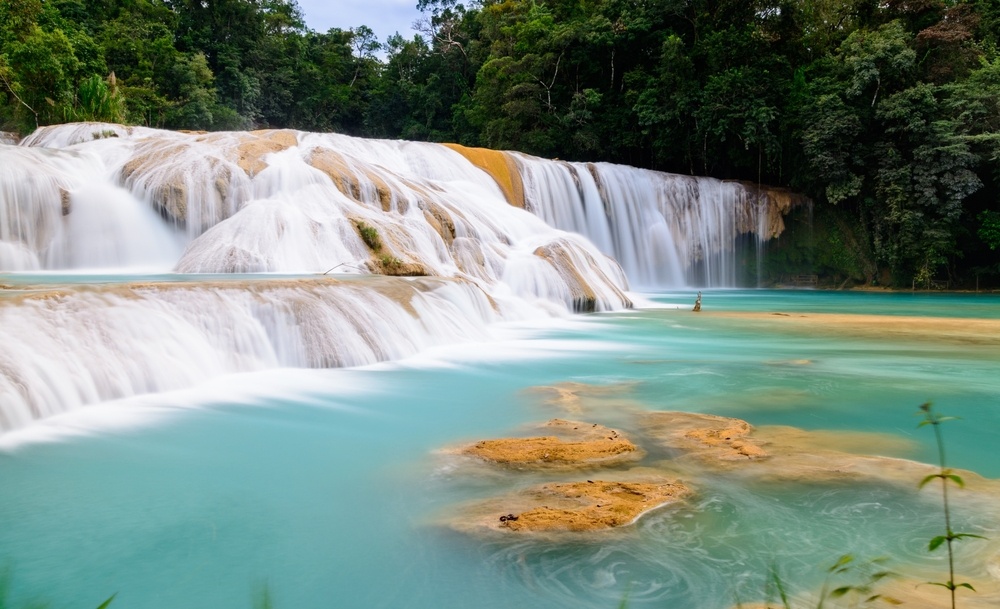 Las cascadas de Agua Azul en Chiapas, Mexico